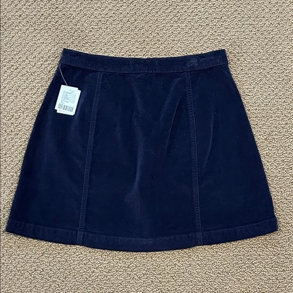 Urban Outfitters Navy Blue A-Line Velvet Mini Skirt Medium Patch Pockets - Picture 2 of 14